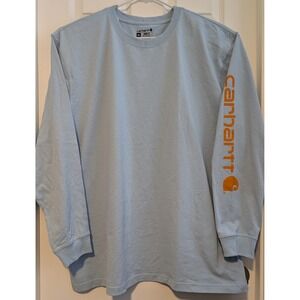 NWOT Carhartt Mens 2XL Loose Fit Long Sleeve T-Shirt Logo Light Blue VERY NICE